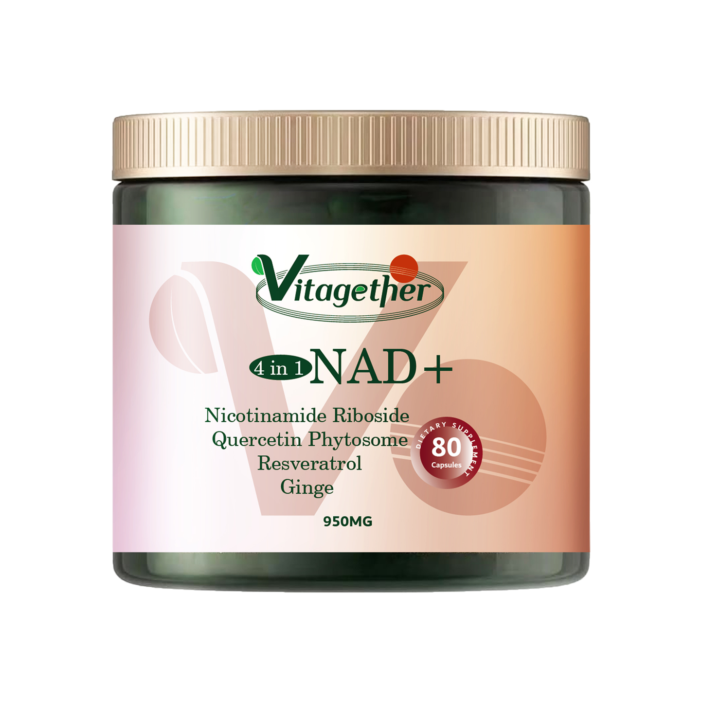 Vitagether NAD+ Supplement, Liposomal Nicotinamide Riboside, Resveratrol Quercetin, NMN Supplement Alternative for Anti-Aging, Energy, Focus, for Women and Men, 80 Capsules