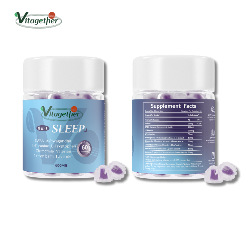 Vitagether Sleep Gummies with 5mg Melatonin, Elderberry, Magnesium, L-Theanine, Chamomile and Lavender, Drug-Free Nighttime Sleep Aid, Gluten Free, Gelatin Free, Non GMO, Berry Flavored (60 Count)