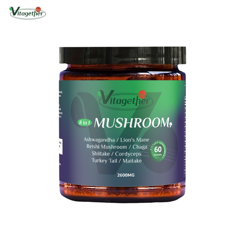Vitagether Mushroom Gummies - 10x Mushroom Supplement with Ashwagandha and Lions Mane (60 Chews) Nootropic Brain Supplement, Immune Support & Stress Relief-Coke Flavor