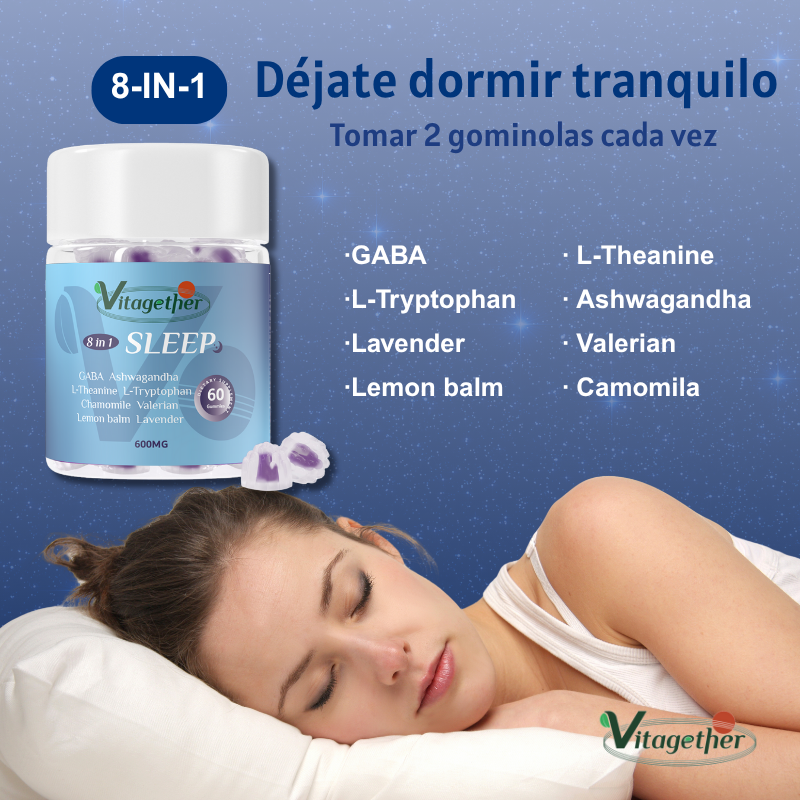 Vitagether Sleep Gummies with 5mg Melatonin, Elderberry, Magnesium, L-Theanine, Chamomile and Lavender, Drug-Free Nighttime Sleep Aid, Gluten Free, Gelatin Free, Non GMO, Berry Flavored (60 Count)