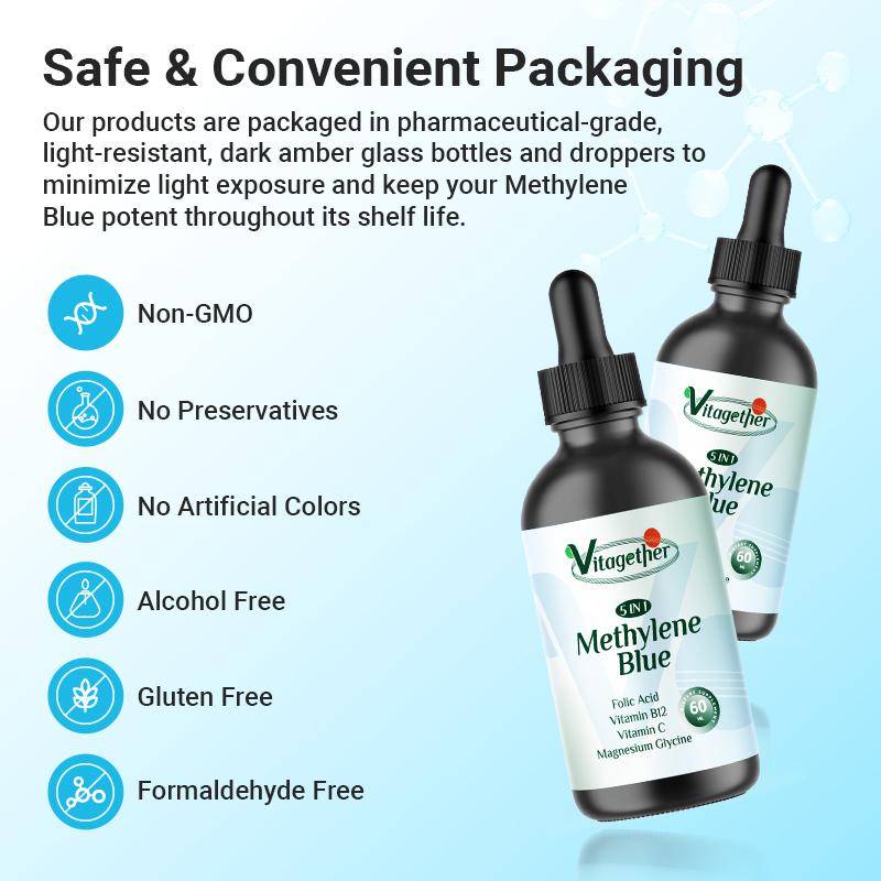 Vitagether 5-in-1 Methylene Blue 60ML-Magnesium Glycine,Folic Acid,Methylene Blue Vitamin B12, Vitamin C supplements