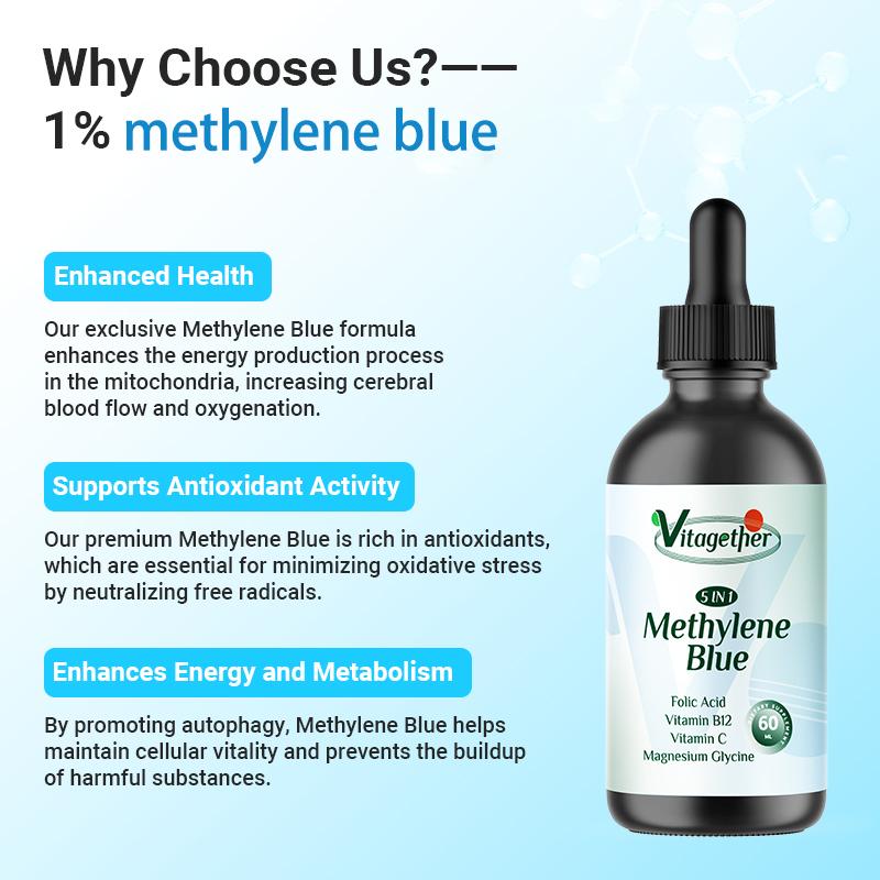 Vitagether 5-in-1 Methylene Blue 60ML-Magnesium Glycine,Folic Acid,Methylene Blue Vitamin B12, Vitamin C supplements