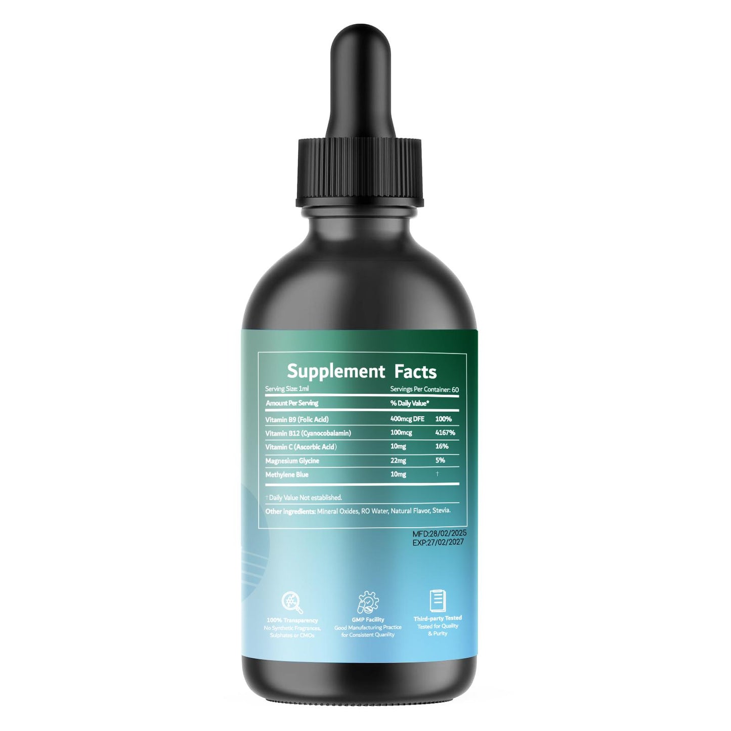 Vitagether 5-in-1 Methylene Blue 60ML-Magnesium Glycine,Folic Acid,Methylene Blue Vitamin B12, Vitamin C supplements