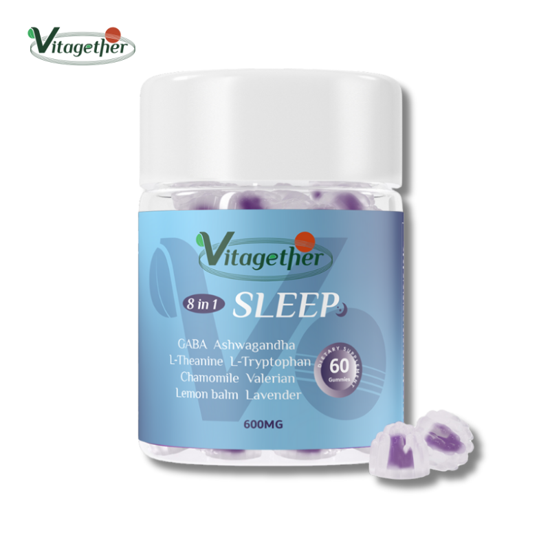Vitagether Sleep Gummies with 5mg Melatonin, Elderberry, Magnesium, L-Theanine, Chamomile and Lavender, Drug-Free Nighttime Sleep Aid, Gluten Free, Gelatin Free, Non GMO, Berry Flavored (60 Count)