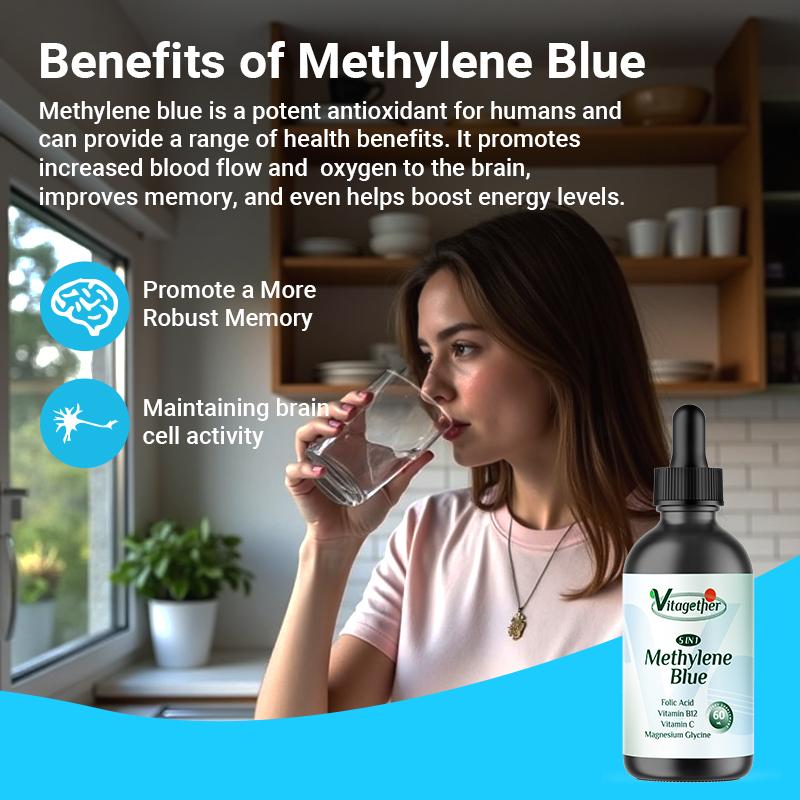 Vitagether 5-in-1 Methylene Blue 60ML-Magnesium Glycine,Folic Acid,Methylene Blue Vitamin B12, Vitamin C supplements