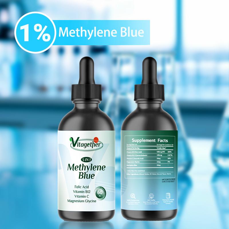 Vitagether 5-in-1 Methylene Blue 60ML-Magnesium Glycine,Folic Acid,Methylene Blue Vitamin B12, Vitamin C supplements